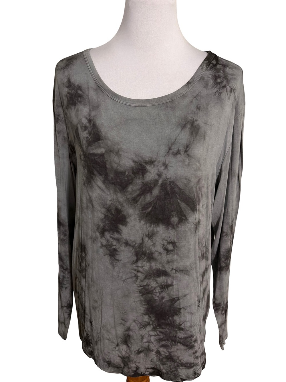 American Eagle Outfitters Gray Black Tie Dye Long Sleeve Top